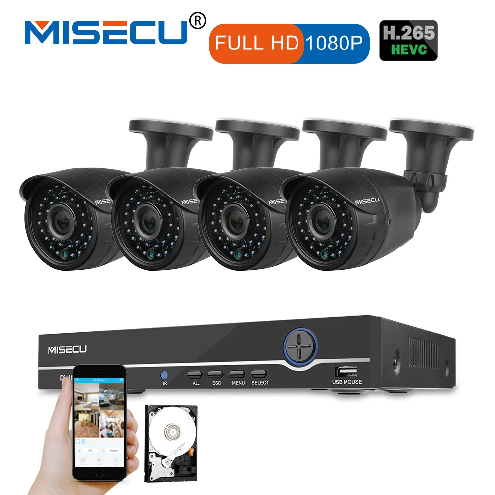 

MISECU Full HD 8CH NVR 1080P 48V POE CCTV System P2P HDMI 1920*1080P 36 IR Metal Camera Surveillance Night vision out/indoor Set