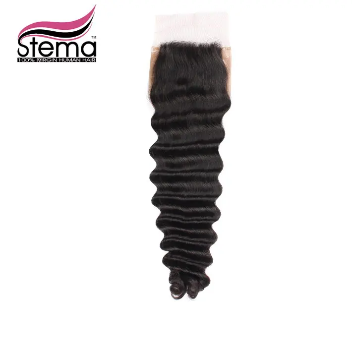 

Free Shipping U Part 4X4 Swiss Lace 7A Unprocessed Brazilian Virgin Hair Silk Base Frontal Deep Curly Closure Rosa Hair Products