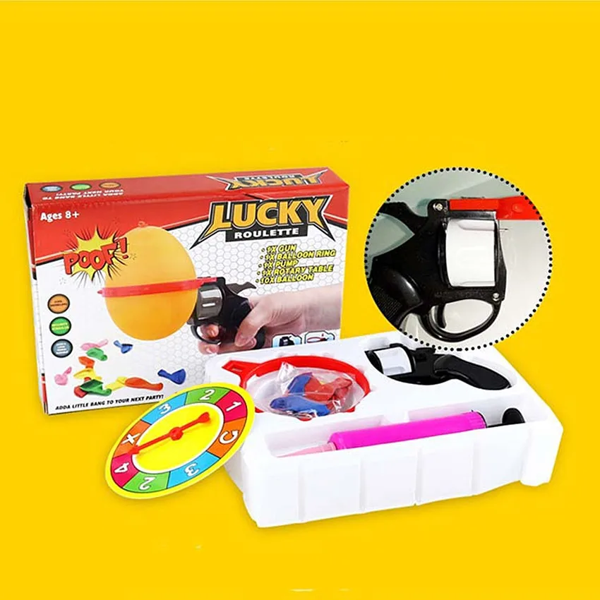 New] Russian Roulette Model Balloon Gun Lucky Roulette Game thrilling Board  Game Family parent-child interactive