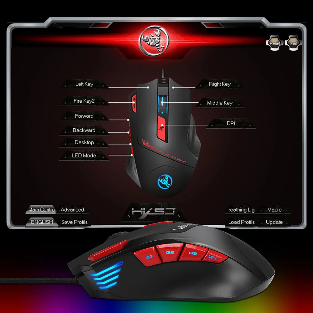  HXSJ S800 High Performance Gaming Mouse RGB Mechanical PC Computer Mouses Mice Adjustable Wrist for