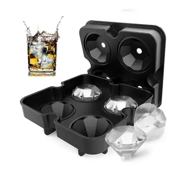 

4 Cavity Diamond Shape 3D Ice Cube Mold Maker Bar Party Silicone Trays Chocolate Mold Kitchen Accessories 12x12x4cm Ice Mold