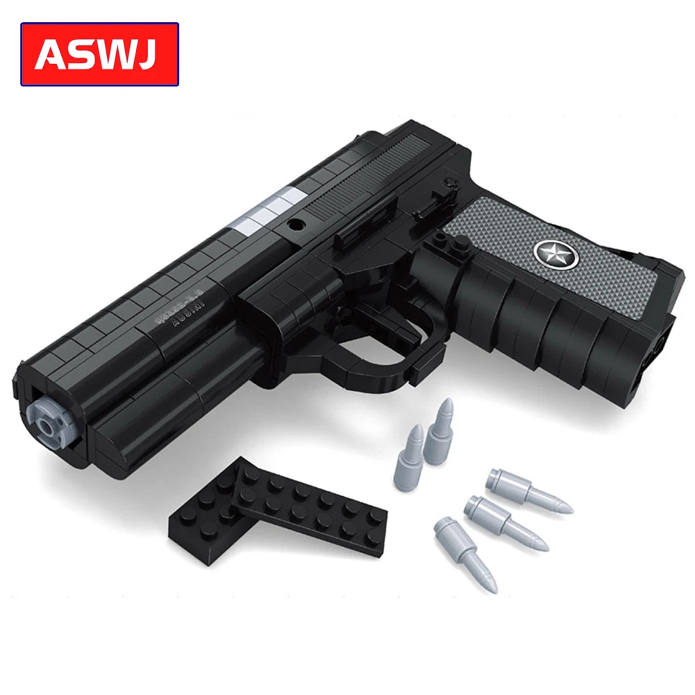 

Qsz92 Semi Automatic Pistol Arms Model 1:1 327Pcs Black Gun Building Block Compatible Legoes Toy Bricks for Children