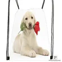Custom dog-with-flower Drawstring Backpack Bag Cute Daypack Kids Satchel (Black Back) 31x40cm#180611-03-105