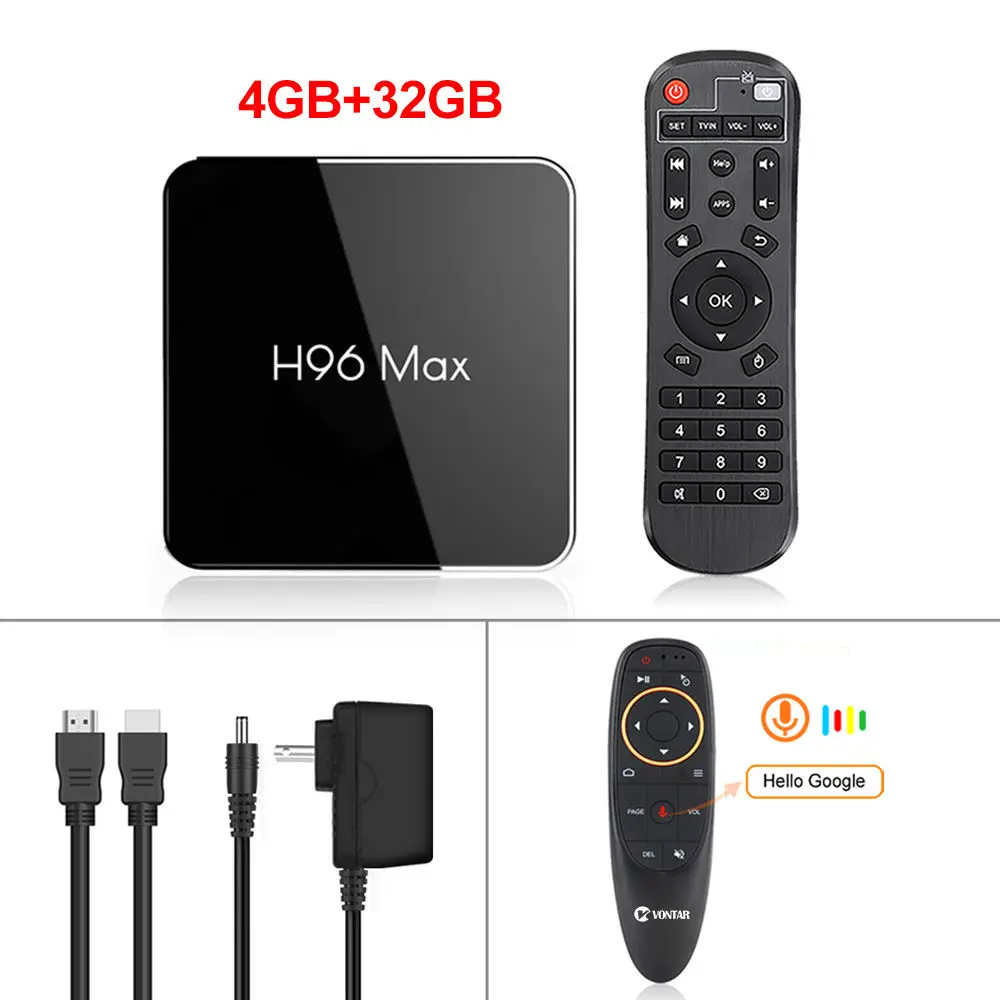 Amlogic S905X2 Smart tv BOX Android 9,0 H96 MAX X2 4K медиаплеер Google Play 2,4G и 5G Wifi 4 Гб ram 64 Гб rom H96MAX 2G16G 4G32G - Цвет: 4G32G Voice Remote