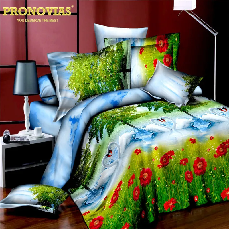 

marvelous 3d boutique swans bedding set duvet cover bed sheet pillow cases 4pcs,queen size,drop shipping