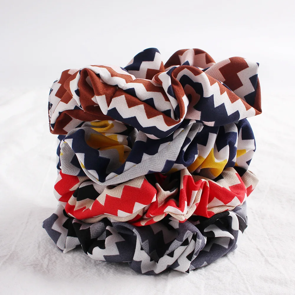 

Sawtooth Scrunchies Stretch Scrunchie Women Elastic Hair Bands Girls Headwear Printed Ponytail Holder Striped Haar Accessoires