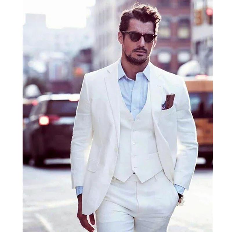 New Arrival Ivory Grooms Tuxedos White Wedding Suits For ...