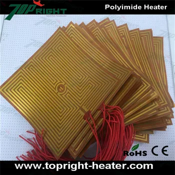 

300x300mm polyimide film heater flexible adhesive thermo foil heater with 10mm hole in middle