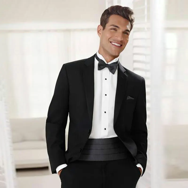 

Black Traje Hombre Men Suits Groom Wedding Tuxedos Terno Masculino Slim Fit Costume Homme 2Piece(Coat Pants)Groomsmen Outfits