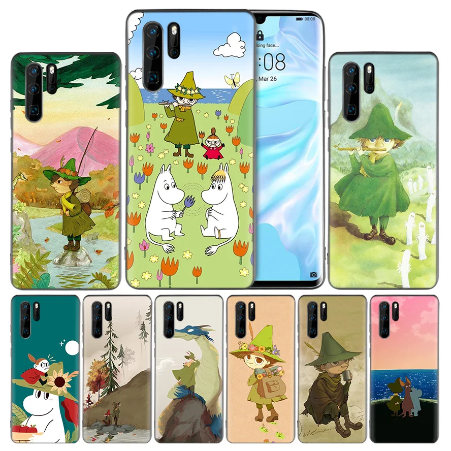 

snufkin and little my Black Silicone Case Cover for Huawei Mate 20 10 P30 P20 P10 Lite Pro P Smart Plus 2019 Enjoy 9S 9E Nova 4E