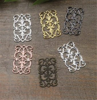 

BASEHOME 50pcs 15x25mm Hollow Flower Motif Pendant Charms Jewelry Connector Retro European Flower Findings for DIY Necklace
