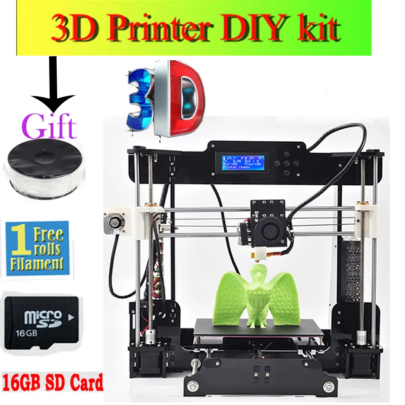 2016 Cheapest High Quality impressora imprimante impresora Reprap Prusa i3 DIY 3d Printer kit with 1 roll filament 16GB SD card