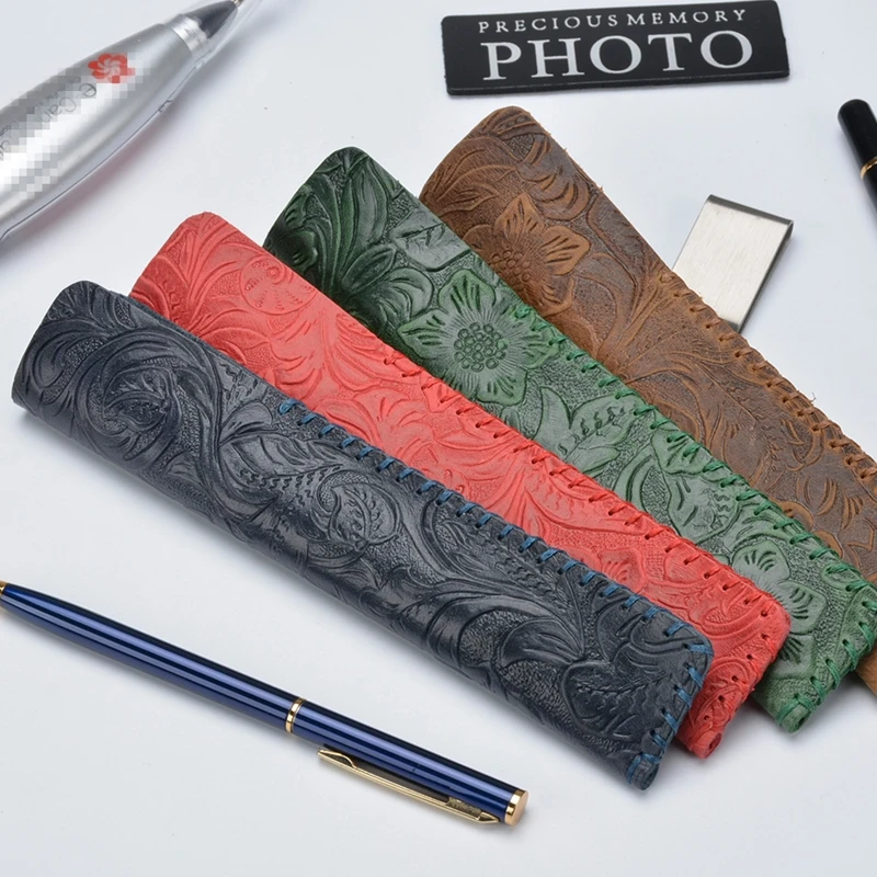 

Coloffice Creative protective cover Personalized retro Handmade Genuine leather pencil bag pencil case school office supplies