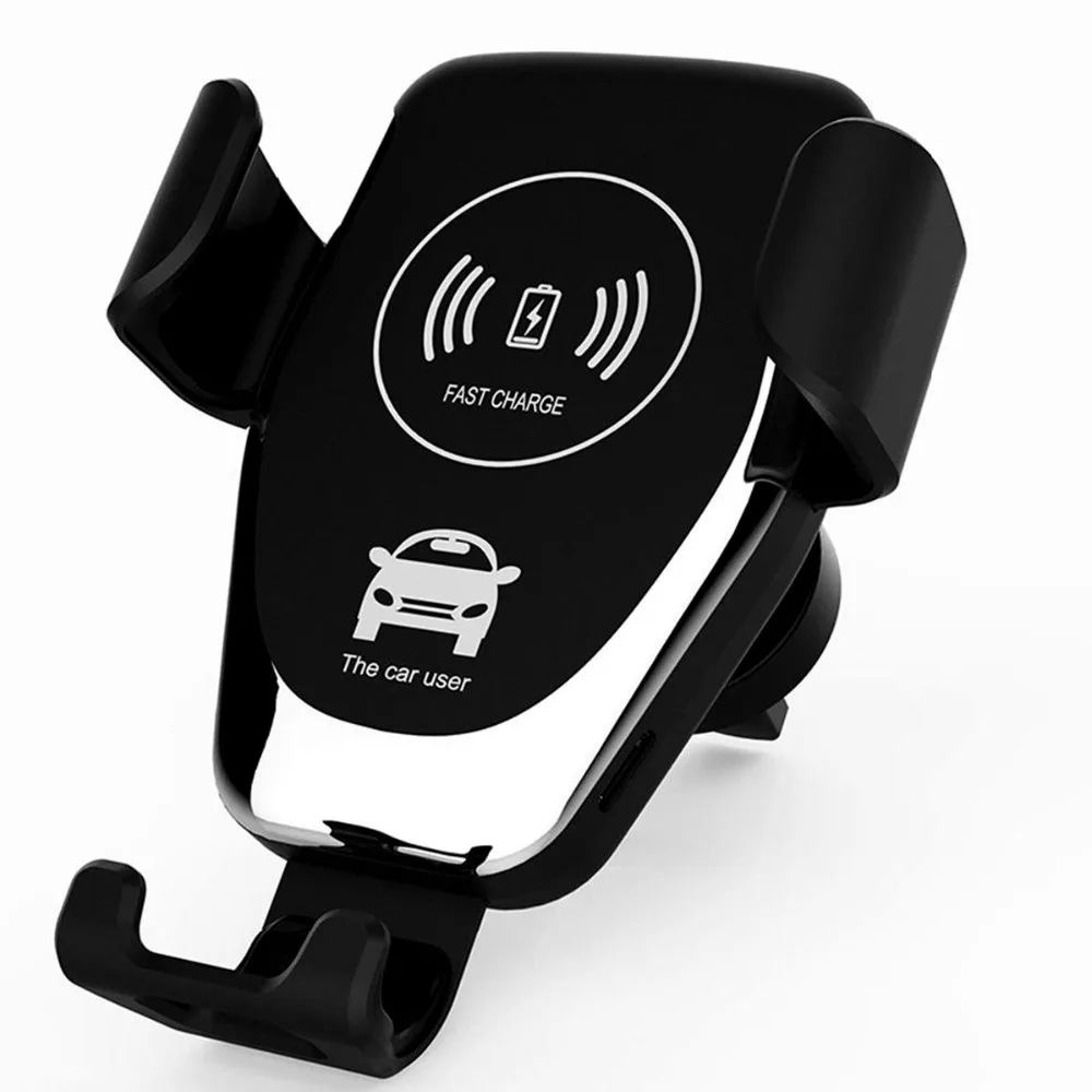 

SOONHUA 10W QI Wireless Fast Charger Electromagnetic Car Air Vent Mount Holder PC Aluminum Alloy Wireless Charger For Cellphone