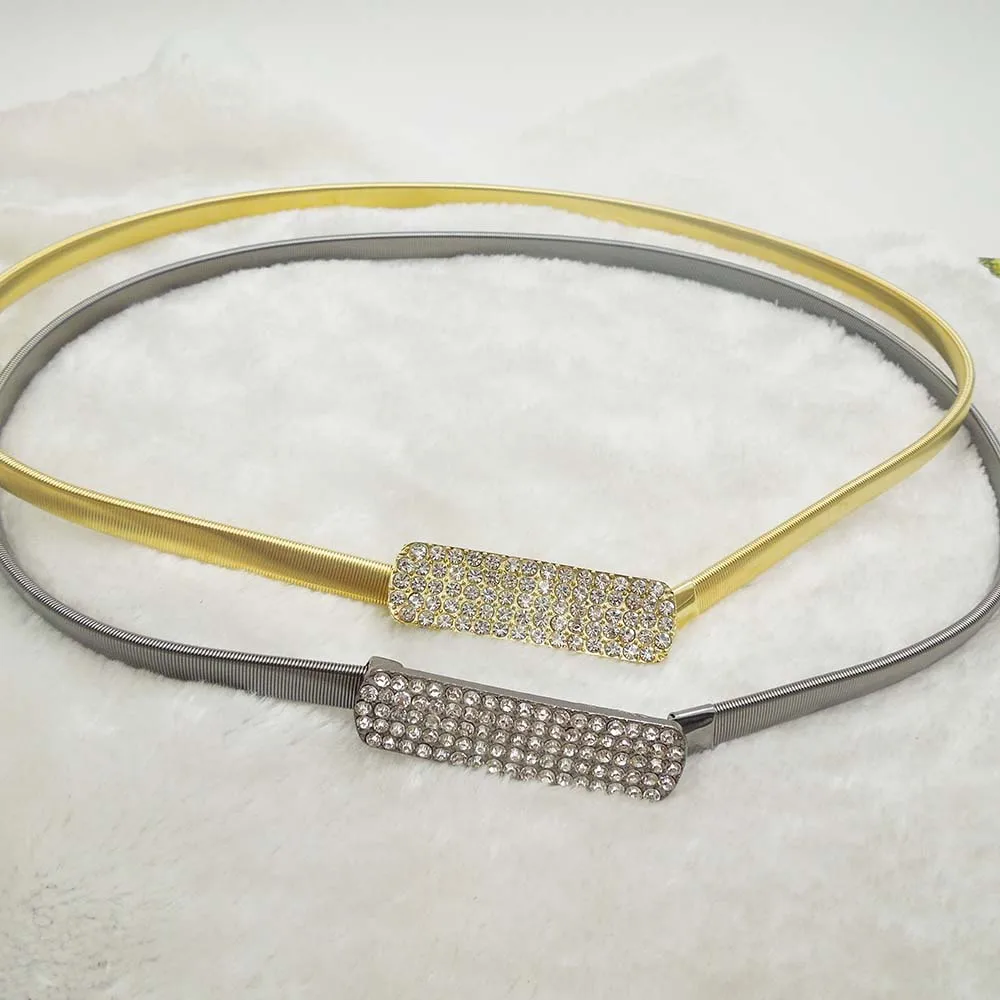 2015 New Gold/Black thin Metal Belts Fashion Waist Chain Belt square