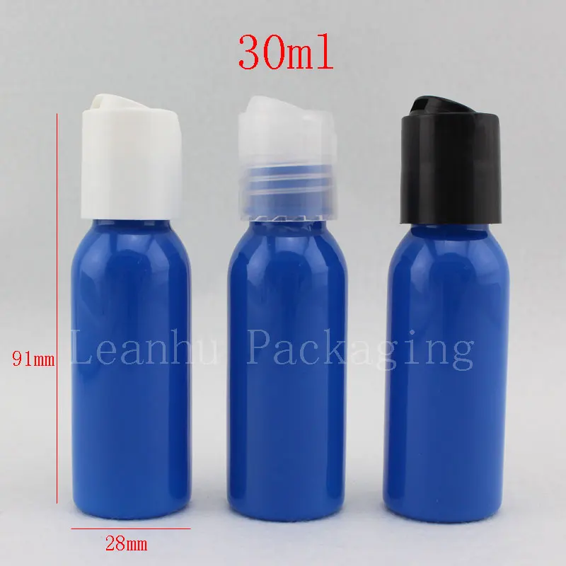 30 мл X 100 пустой правда синий цвет небольшие пластиковые бутылки с винтовой крышкой, 1 унц. Образец косметический контейнер, макияж