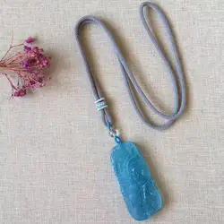 58x26x10 мм Натуральный аквамарин синий прозрачный кристалл кулон ожерелье с круглыми бусинами кулон для женщин AAAAA Прямая доставка