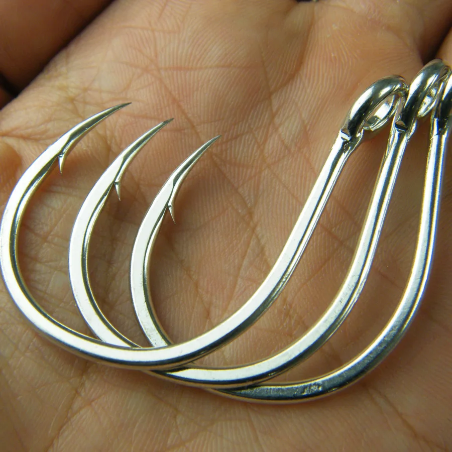 6Pcs/lot 6/0 Style 9985 Silver Big Eye Saltwater Jigging Sea Fishing