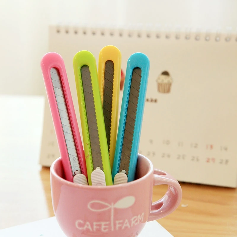 

Deli Candy Color Mini Utility Knife Photo Box Paper Cutter Office School Tools Supplies Art And Craft