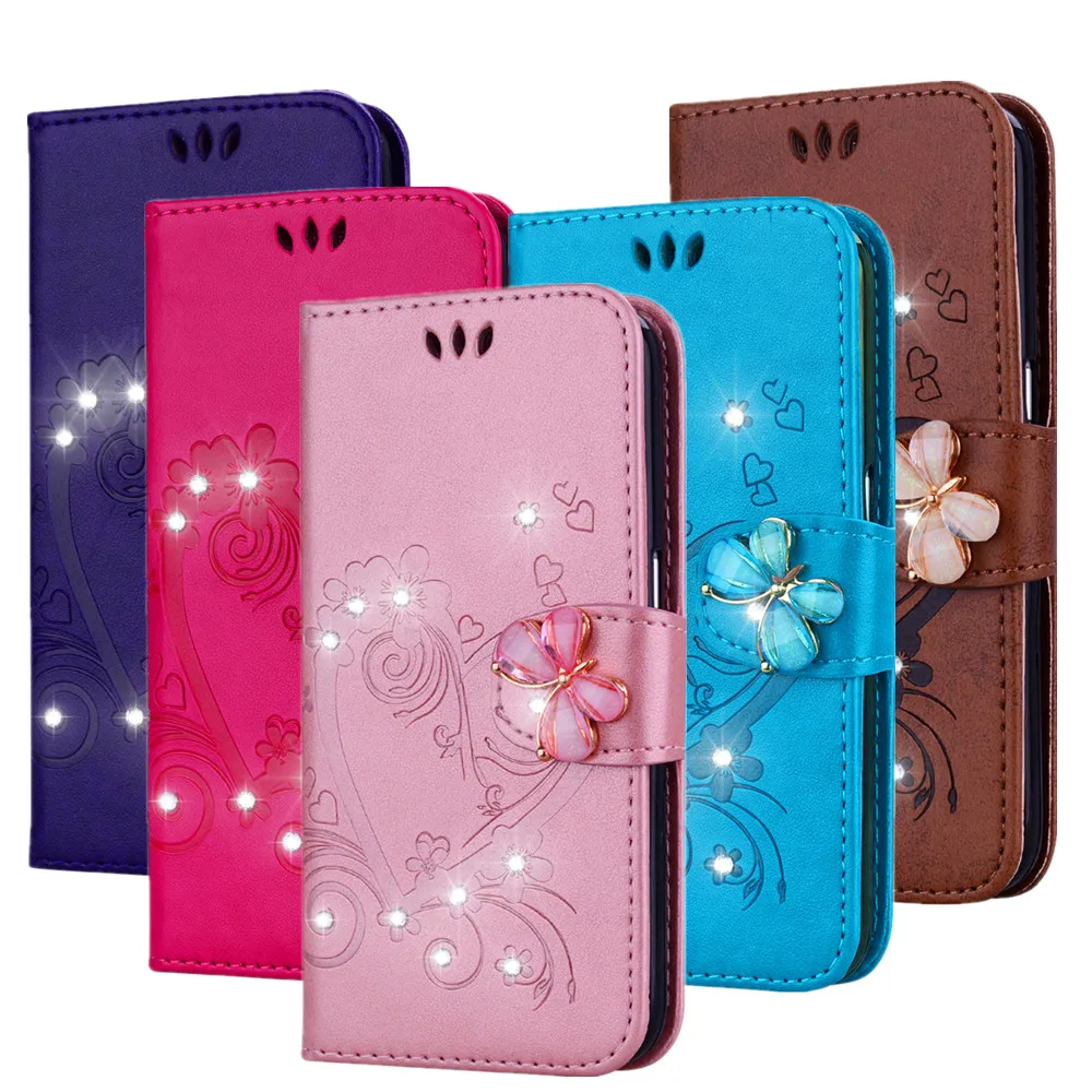 

Bling Rhinestone Diamond Cover PU Flip Wallet Phone Case for Huawei Psmart Plus Psmart 2019 Enjoy 9S Honor 20i 10i 10 Lite Case