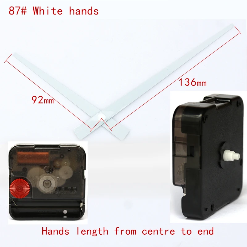 

12888SA Snap In Type wall clock mechanism with 87# white longhands Silent Plastic DIY Clock Accessory kits Sweep Quartz Movement