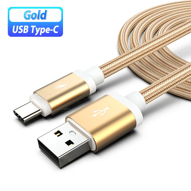 Кабель type-C 3M 2 м 1 м 1,5 м 0,25 м а USB C телефонный кабель нейлоновый провод type-C USBC зарядный кабель для samsung S10 Xiaomi Note 10 Plus - Цвет: Gold
