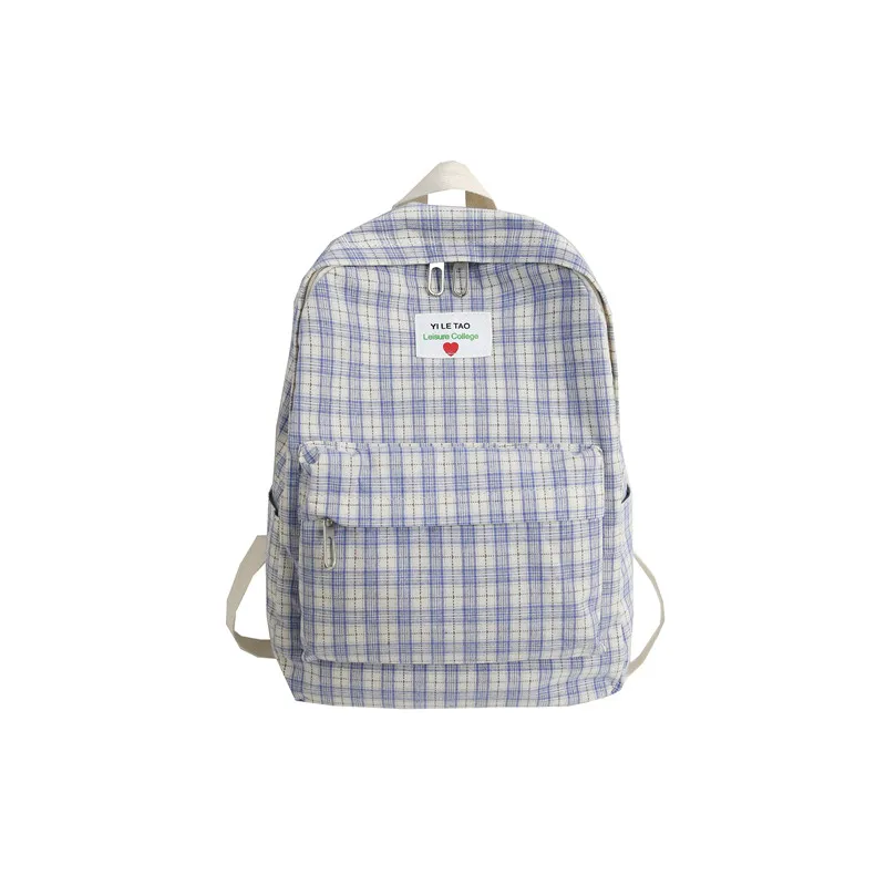 DCIMOR клетчатый холщовый женский рюкзак в Корейском стиле для колледжа, школьные сумки для подростков, женские дорожные рюкзаки для девочек, Mochilas - Цвет: blue