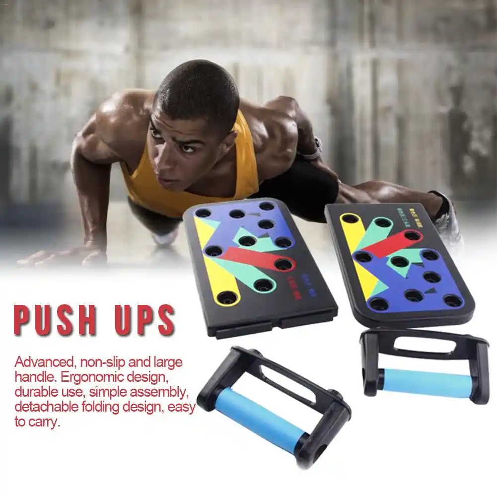 welltop Push Up Rack Board 9 in 1 Foldable Push Up Training System Colour Coded Body Building Stands Board with 2 Sweat-absorbent Towels Exercise Shoulder Back Triceps Chest Muscles