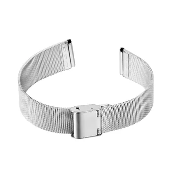 

18 20 22 24mm Business Silver Stainless Steel Strap Watchband Butterfly Double Deployment Metal Strap Wristwatch Replacement