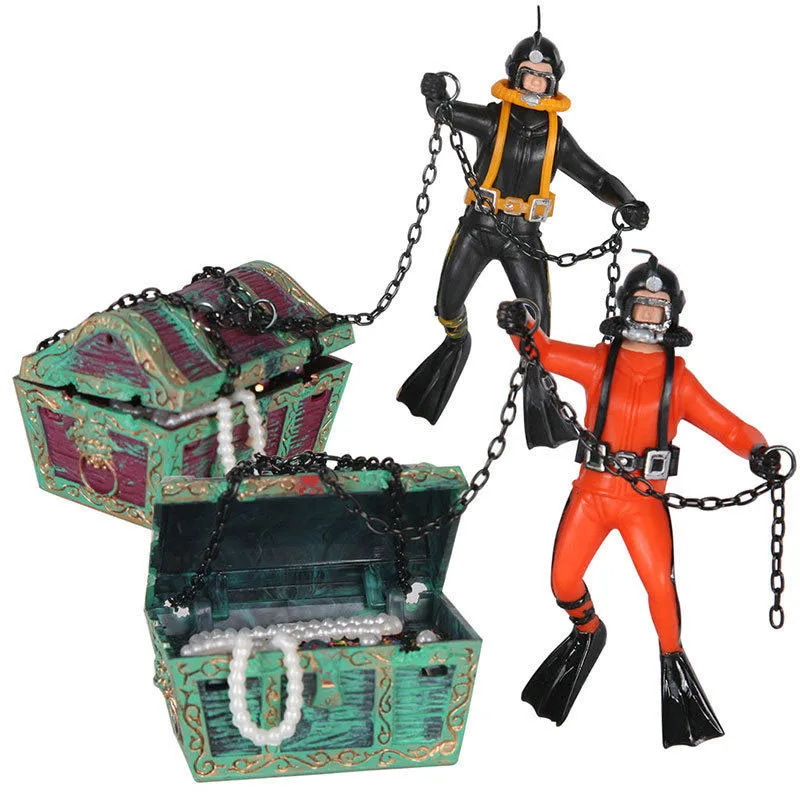 

Cheap Aquarium Fish Tank Decorations Treasure Hunter Diver Decor Fish Tank Ornament Landscape Accessories
