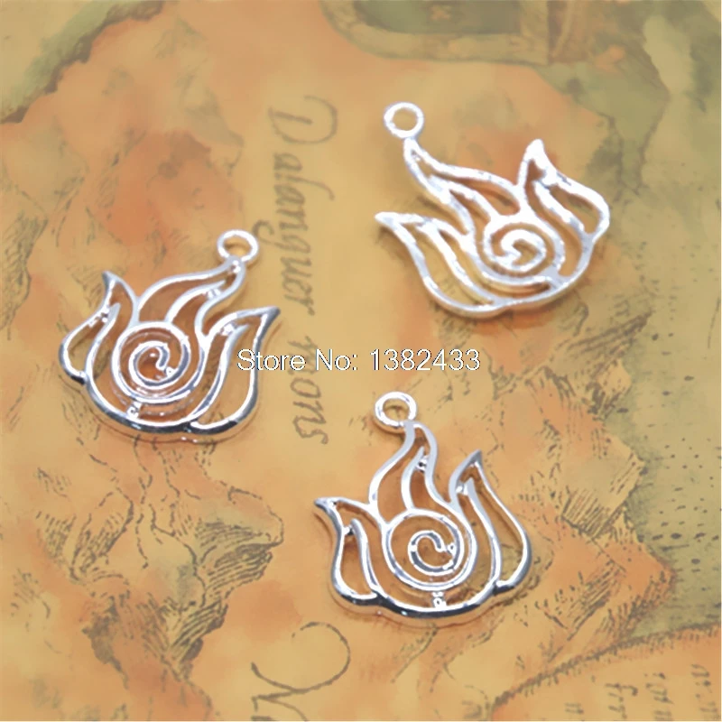 5 sztuk/partia srebrny tone ostatni urok Airbender halloween charm zawieszki 4 narody 30mm