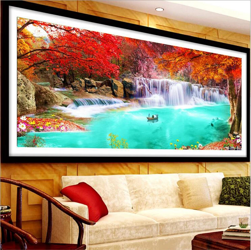

5D DIY Diamond Painting, Landscape, Diamond Embroidery,Waterfall, Full Drill,Diamond Cross Stitch Kit, Living Room Decoration