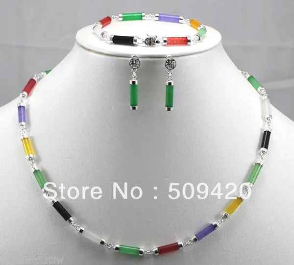 

Free Shipping Wholesale>>>Natural jade Necklace bracelet earring Sets