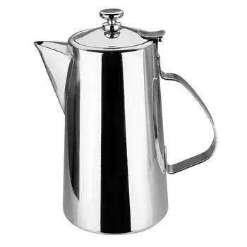 

Pitcher Stainless Steel Water Carafe with Lid for Coffee Milk Beverage - Short Spout, 2L