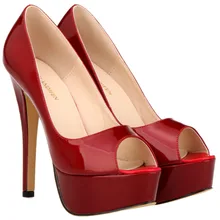 2016 Spring and Summer Brand Women Pumps Sexy Platform Patent leather 14 cm High Heels Sandals Fish Head Pumps shoes