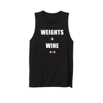 

Womens Weights and Wine Fitness Workout Casual Tank Vest Sleveless Tops Shirts