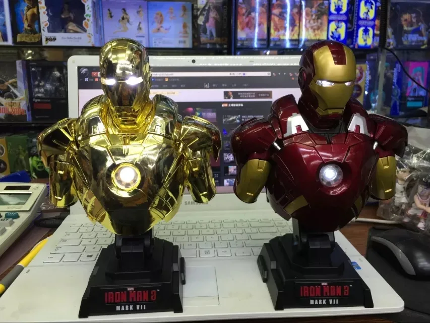

Avengers:Infinity War Anime Iron Man Ironman Bust MK7 Light 1/4 Superhero PVC Action Figure Collection Model Toys