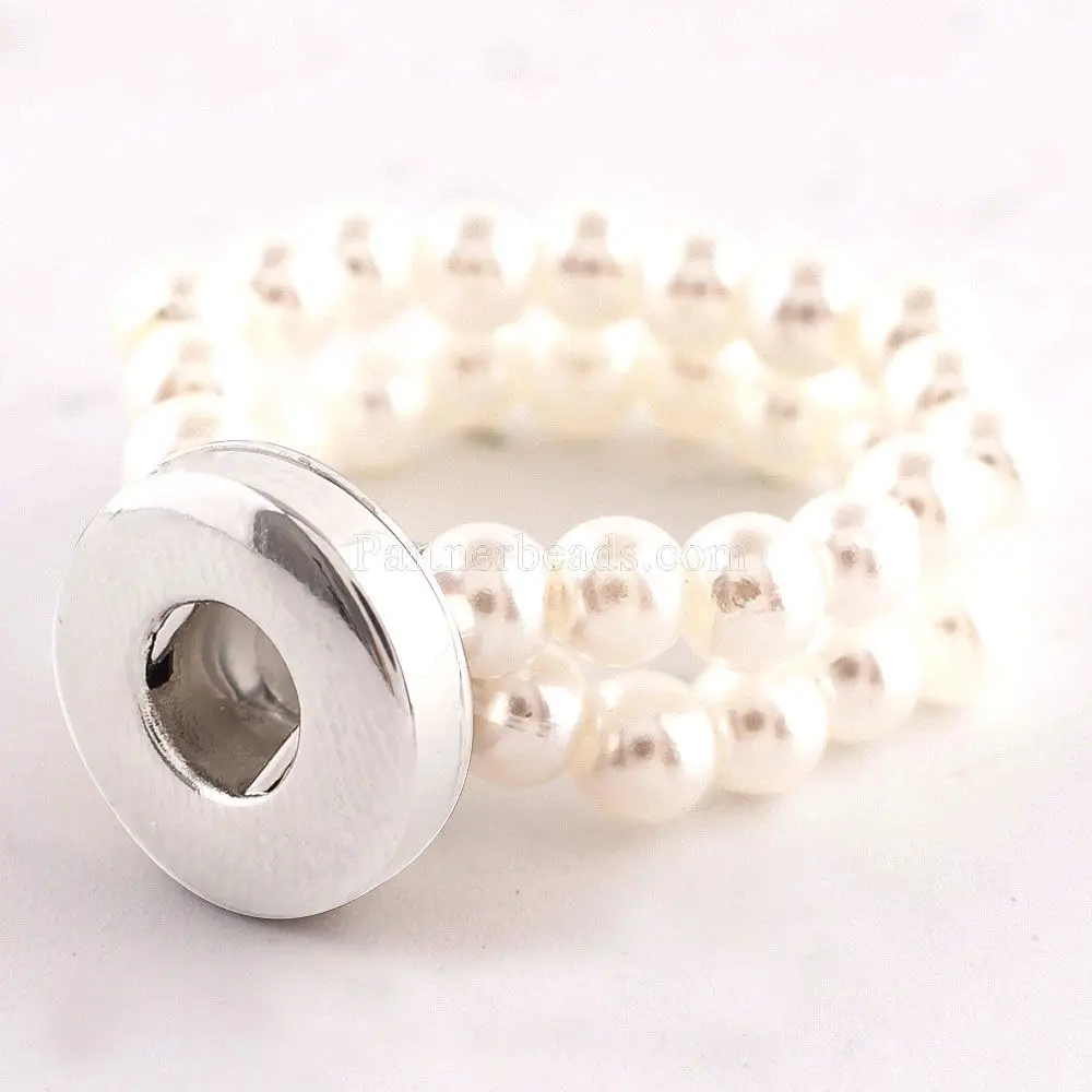 

12MM snaps adjustable Silicone Stretch pearl Ring snaps jewelry KS0934-S