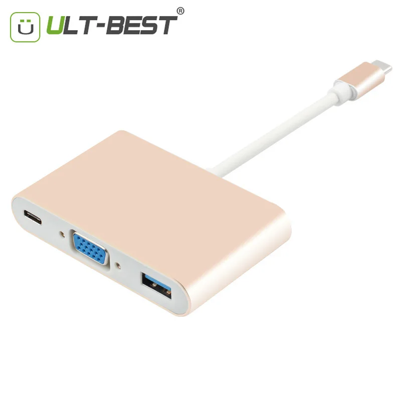 Ult-лучший USB 3,1 Тип с разъемами типа C и вставной конвертер для vga с USB3.0 F USB-C Зарядное устройство Кабель-адаптер для Macbook 12 дюймов Chromebook Pixel