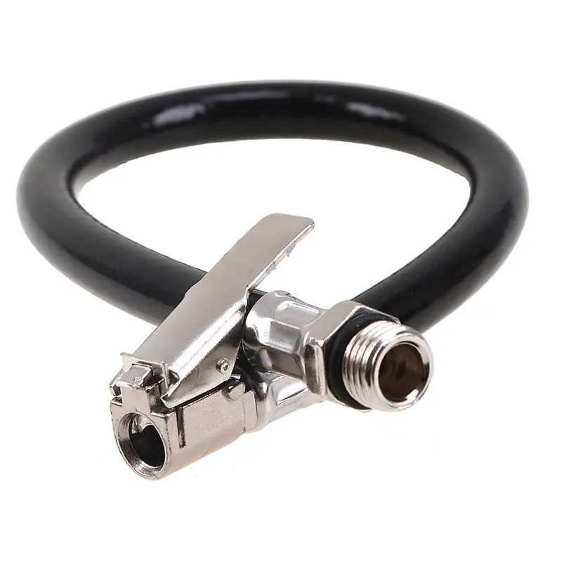 

1* Air Tire Pressure Filler Pump Inflator Car Gauge Metal Compressor Hose Black