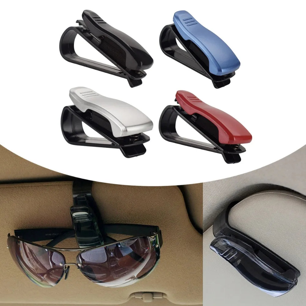 

4 Color Glasses Case Clip Storage Holder Clip Glass Container Auto Fastener Sun Visor Glasses Sunglasses Holder Ticket Clip