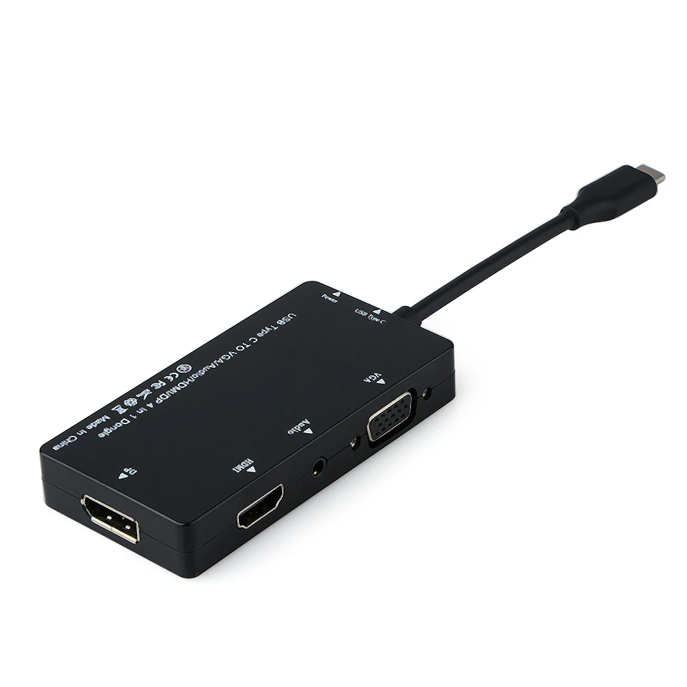 

4 in 1 USB 3.1 Type C to HUB VGA DP Audio Adapter Cable USB-C Converter for NoteBook Air Pro Chromebook Pixel Huawei Matebook