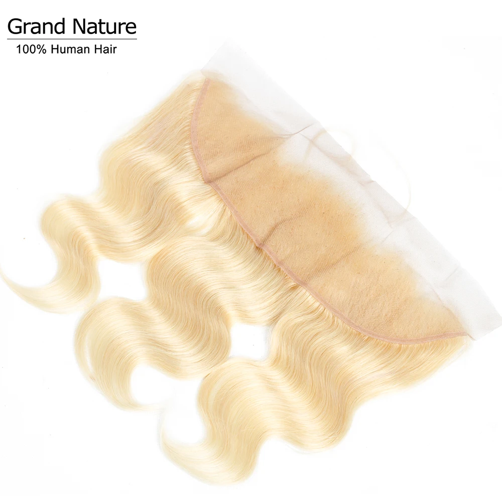 613 блонд фронтальное закрытие с объемной волной перуанские человеческие волосы для наращивания с закрытием preplucked 8-22 дюймов часть