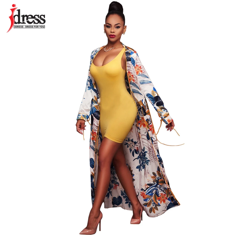 IDress Fashion 2017 Women Swimsuit Beachwear Blouse Cover up Long Sleeve Open Stitch Print Women Coat Long Ladies Cloak Jacket (2)