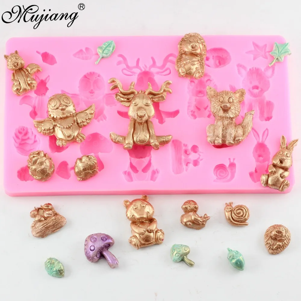

3D Animals Chocolate Silicone Molds DIY Owl Deer Dog Duck Candy Fimo Clay Mould Christmas Cupcake Fondant Cake Decorating Tools
