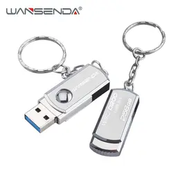 WANSENDA высокое Скорость 3,0 USB Flash Drive 128 GB Нержавеющая сталь флешки 64 gb 32 gb 16 gb флэш-накопитель с кольцом для ключей 8 gb металлический стержень