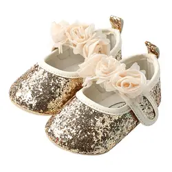 Детские Обувь для малышей Обувь для девочек лук Bling из искусственной кожи новорожденных 2018 модная обувь нескользящие предварительно