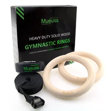 Gymnastic Rings Wooden Gym Rings with Adjustable Straps