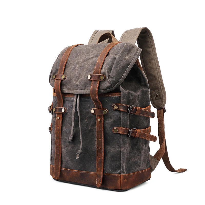 

Waterproof computer backpack outdoor hiking travel canvas backpack retro men bag