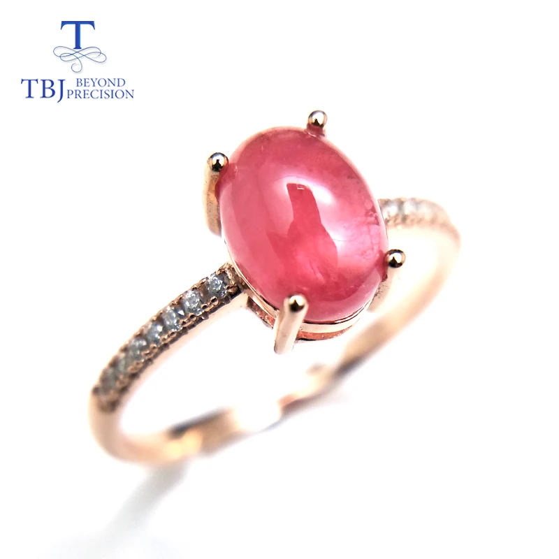 

TBJ,decent trendy ring with natural precious Rhodochrosite gemstone ring 925 sterling silver for women as gift with jewelry box